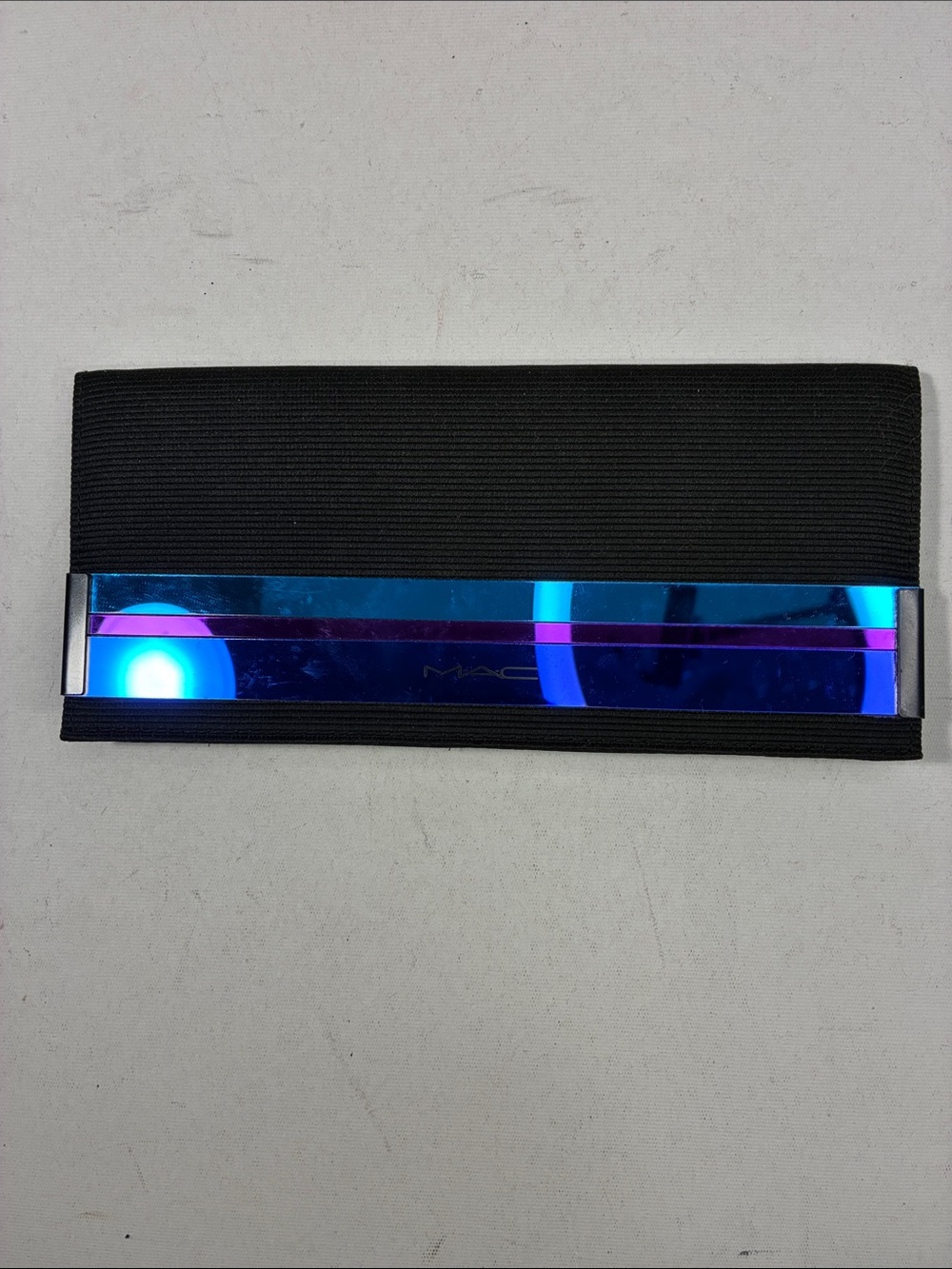 MAC Cosmetics Black Cosmetic Clutch with Iridescent Blue Accent